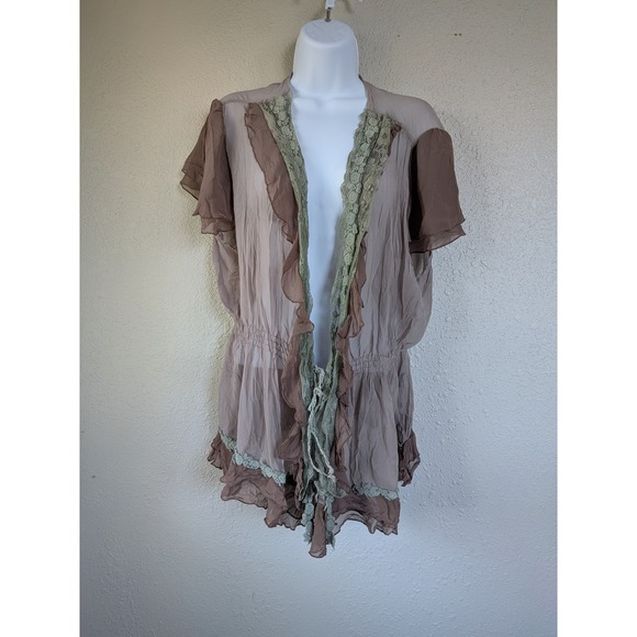 Pretty Angel Womens Cardigan Ruffle Tie Sheer Romantic Dainty Fairy Whimsical - Picture 1 of 11